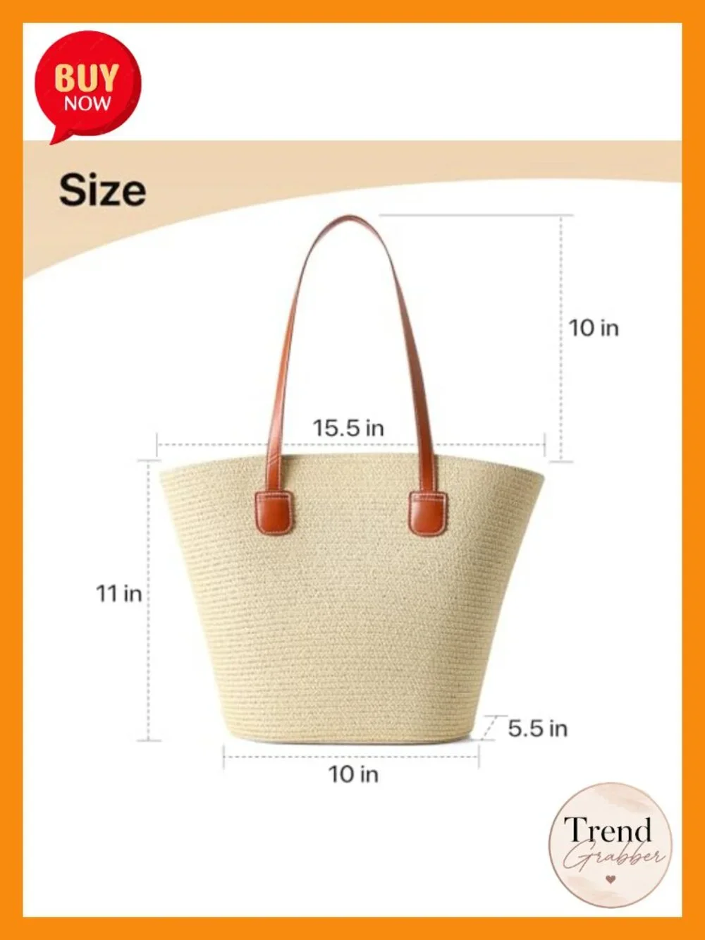 Handwoven Straw Tote Bag with Zipper Closure - Summer Travel Shoulder Handbag
